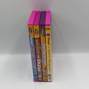 Barney Kids Show Lot Of 4 DVDs From 2004 Numbers, Farm, Dancing, Music Dino